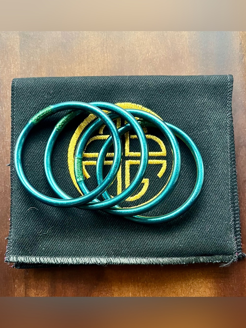 BuDhaGirl Authentic All Weather Bangles - 4 Plume Bangles w Pouch Size Medium